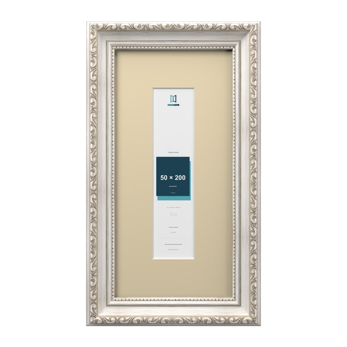 Louis Range Silver Picture, Photo & Poster Frame with Ivory Mount - 30x15cm Frame for 20x5cm Photo, Silver