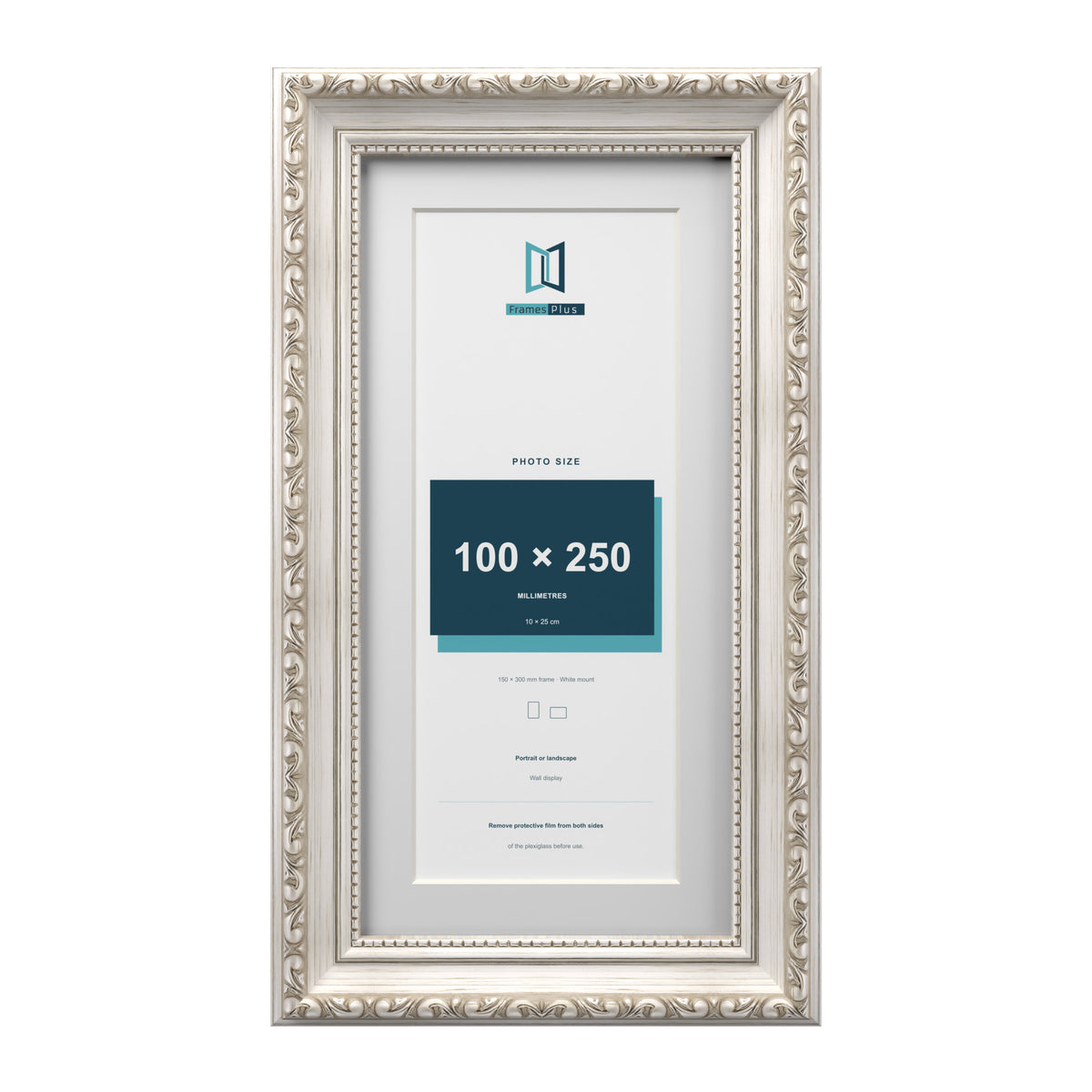 Louis Range Silver Picture, Photo & Poster Frame with White Mount - 30x15cm Frame for 25x10cm Photo, Silver
