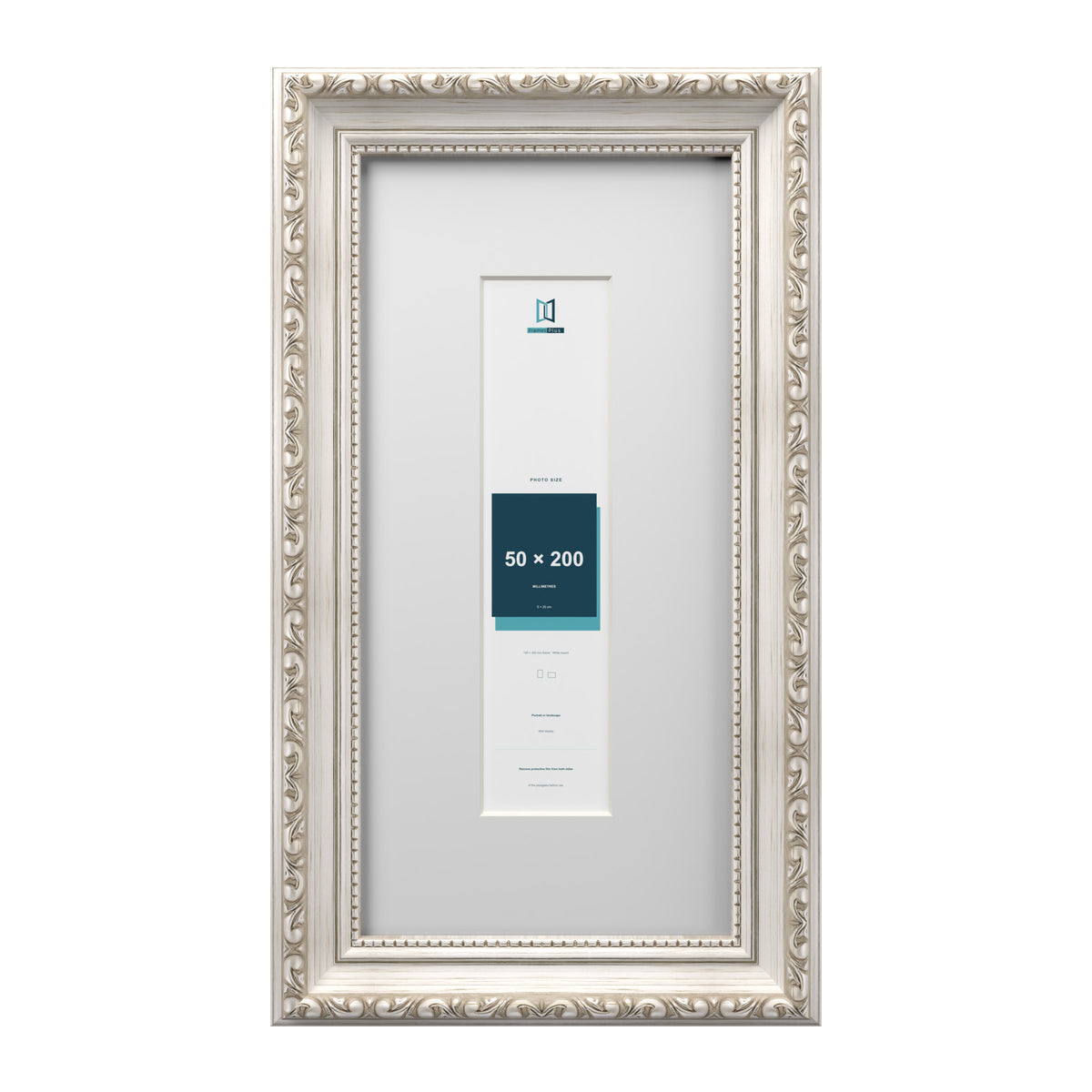 Louis Range Silver Picture, Photo & Poster Frame with White Mount - 30x15cm Frame for 20x5cm Photo, Silver