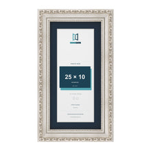 Louis Range Silver Picture, Photo & Poster Frame with Pacific Blue Mount - 30x15cm Frame for 25x10cm Photo, Silver