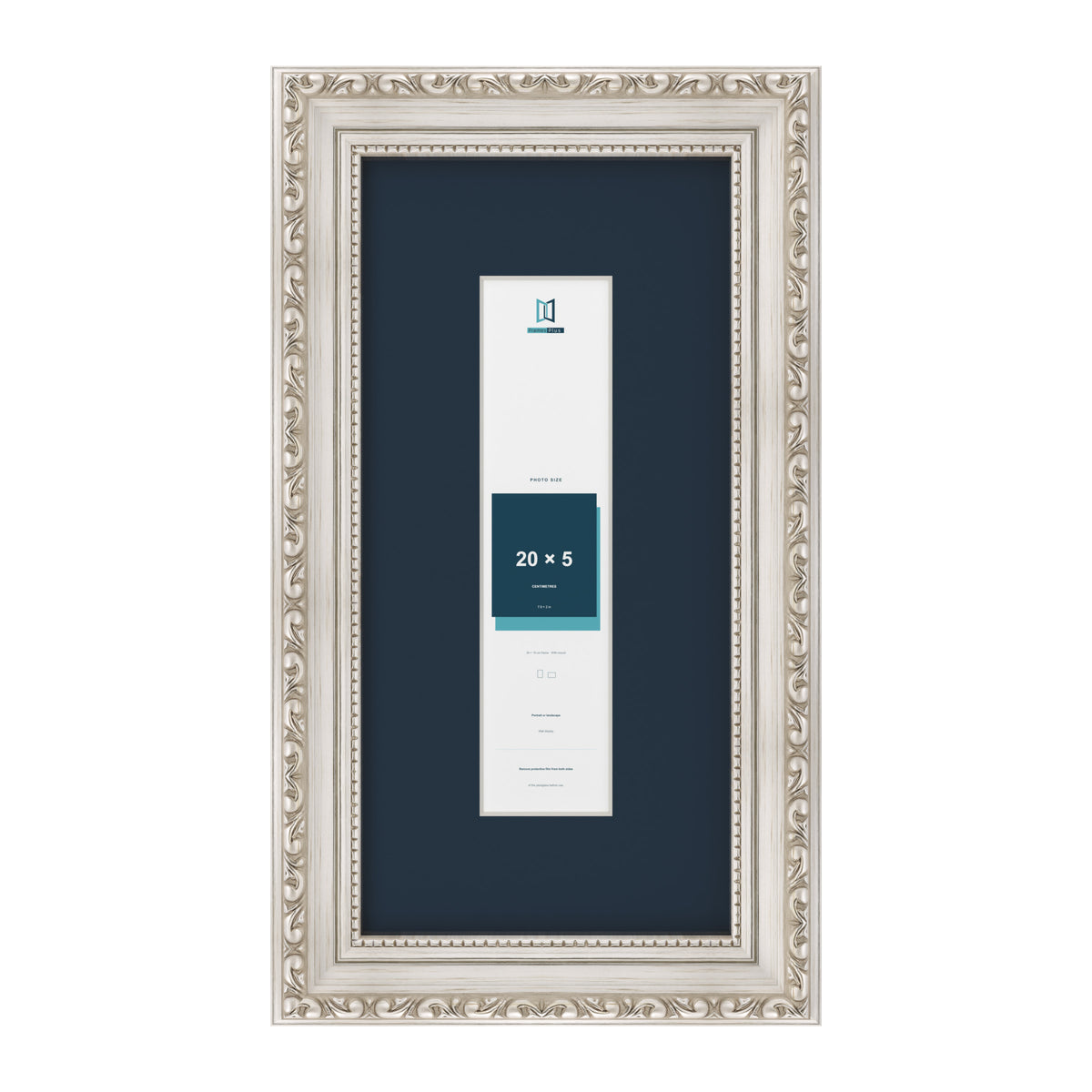 Louis Range Silver Picture, Photo & Poster Frame with Pacific Blue Mount - 30x15cm Frame for 20x5cm Photo, Silver