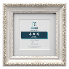 Louis Range Silver Picture, Photo & Poster Frame with White Mount - 6x6" Frame for 4x4" Photo, Silver