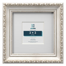 Louis Range Silver Picture, Photo & Poster Frame with White Mount - 6x6" Frame for 3x3" Photo, Silver
