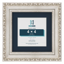 Louis Range Silver Picture, Photo & Poster Frame with Pacific Blue Mount - 6x6" Frame for 4x4" Photo, Silver