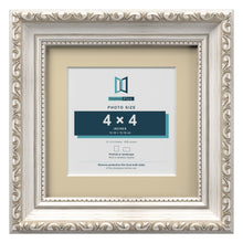 Louis Range Silver Picture, Photo & Poster Frame with Ivory Mount - 6x6" Frame for 4x4" Photo, Silver