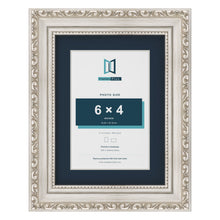 Louis Range Silver Picture, Photo & Poster Frame with Pacific Blue Mount - 8x6" Frame for 6x4" Photo, Silver