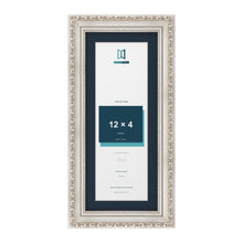 Louis Range Silver Picture, Photo & Poster Frame with Pacific Blue Mount - 14x6" Frame for 12x4" Photo, Silver