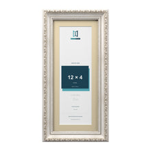 Louis Range Silver Picture, Photo & Poster Frame with Ivory Mount - 14x6" Frame for 12x4" Photo, Silver