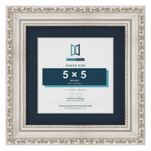 Louis Range Silver Picture, Photo & Poster Frame with Pacific Blue Mount - 7x7" Frame for 5x5" Photo, Silver