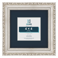 Louis Range Silver Picture, Photo & Poster Frame with Pacific Blue Mount - 7x7" Frame for 4x4" Photo, Silver