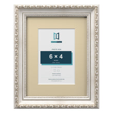 Louis Range Silver Picture, Photo & Poster Frame with Ivory Mount - 9x7" Frame for 6x4" Photo, Silver