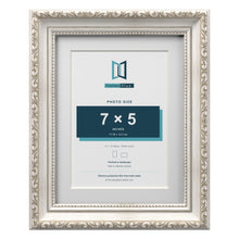Louis Range Silver Picture, Photo & Poster Frame with White Mount - 9x7" Frame for 7x5" Photo, Silver