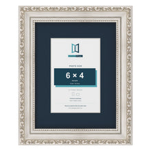Louis Range Silver Picture, Photo & Poster Frame with Pacific Blue Mount - 9x7" Frame for 6x4" Photo, Silver