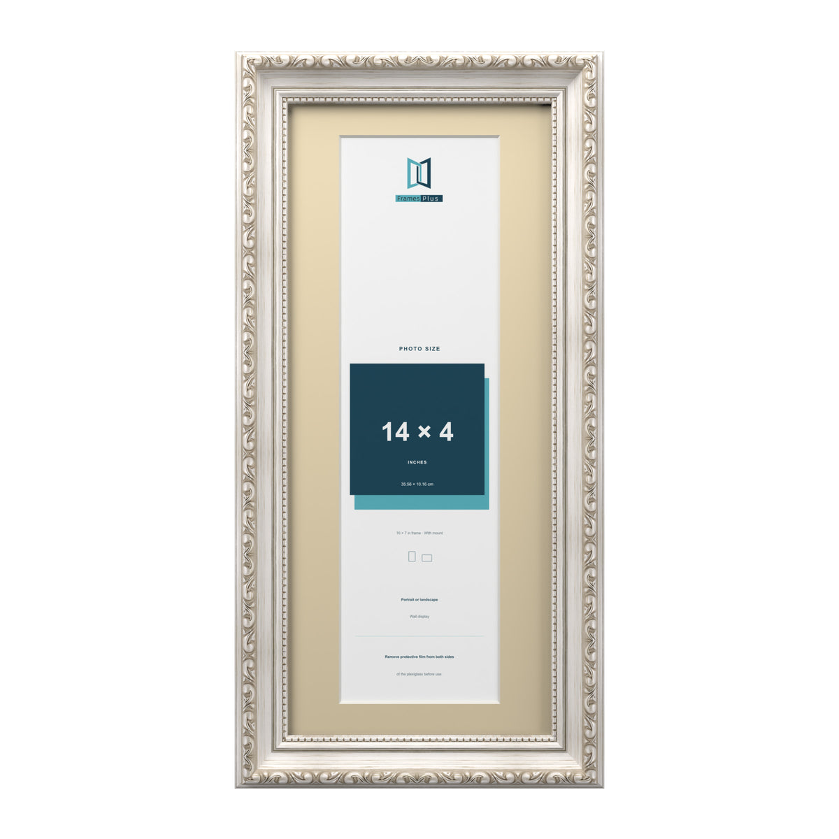Louis Range Silver Picture, Photo & Poster Frame with Ivory Mount - 16x7" Frame for 14x4" Photo, Silver