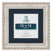 Louis Range Silver Picture, Photo & Poster Frame with Pacific Blue Mount - 18x18cm Frame for 12x12cm Photo, Silver