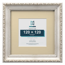Louis Range Silver Picture, Photo & Poster Frame with Ivory Mount - 20x20cm Frame for 12x12cm Photo, Silver