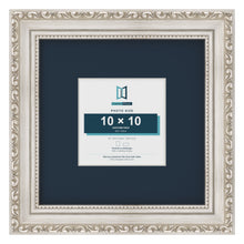 Louis Range Silver Picture, Photo & Poster Frame with Pacific Blue Mount - 20x20cm Frame for 10x10cm Photo, Silver