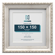 Louis Range Silver Picture, Photo & Poster Frame with White Mount - 20x20cm Frame for 15x15cm Photo, Silver