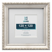 Louis Range Silver Picture, Photo & Poster Frame with White Mount - 20x20cm Frame for 12x12cm Photo, Silver