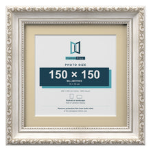 Louis Range Silver Picture, Photo & Poster Frame with Ivory Mount - 20x20cm Frame for 15x15cm Photo, Silver