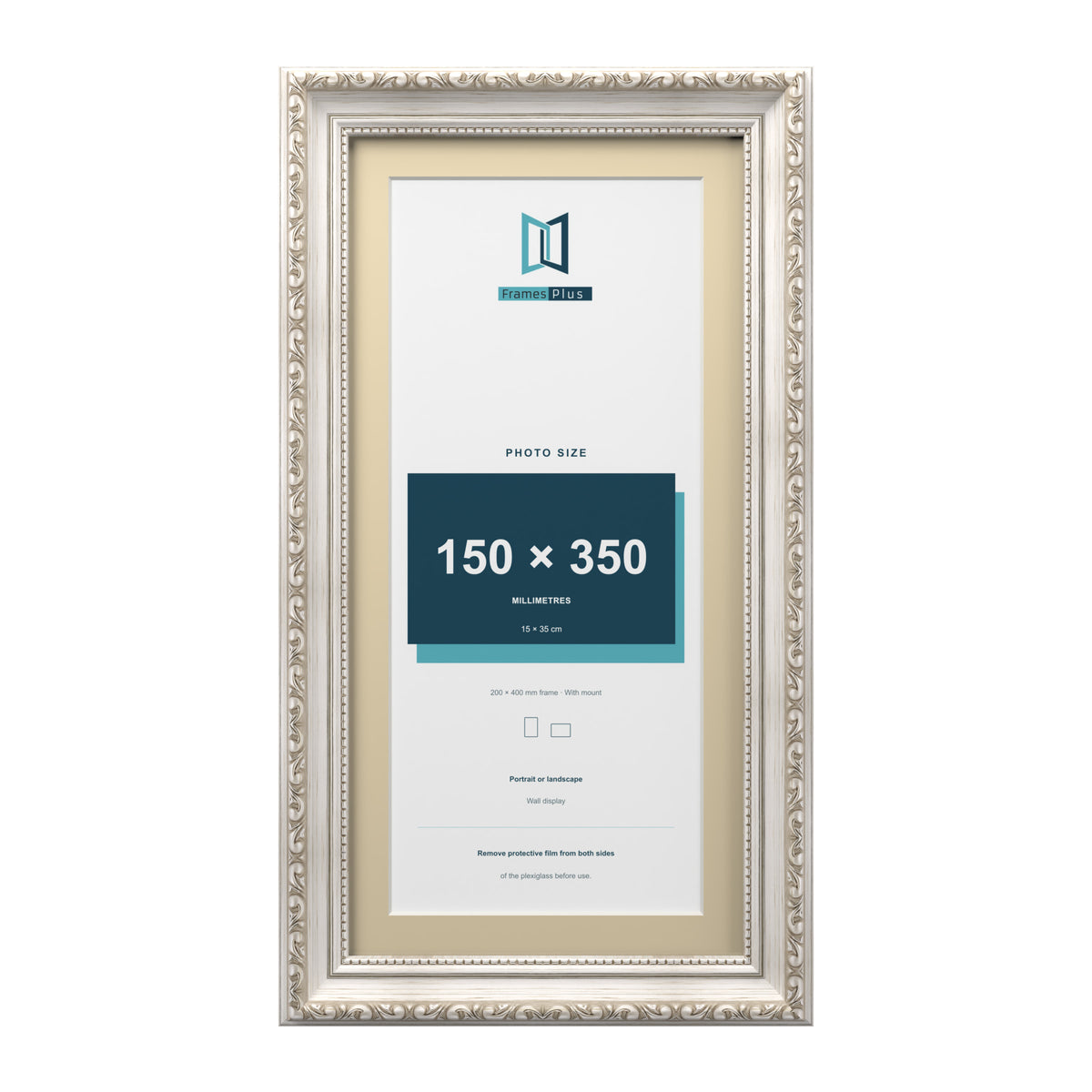 Louis Range Silver Picture, Photo & Poster Frame with Ivory Mount - 40x20cm Frame for 35x15cm Photo, Silver