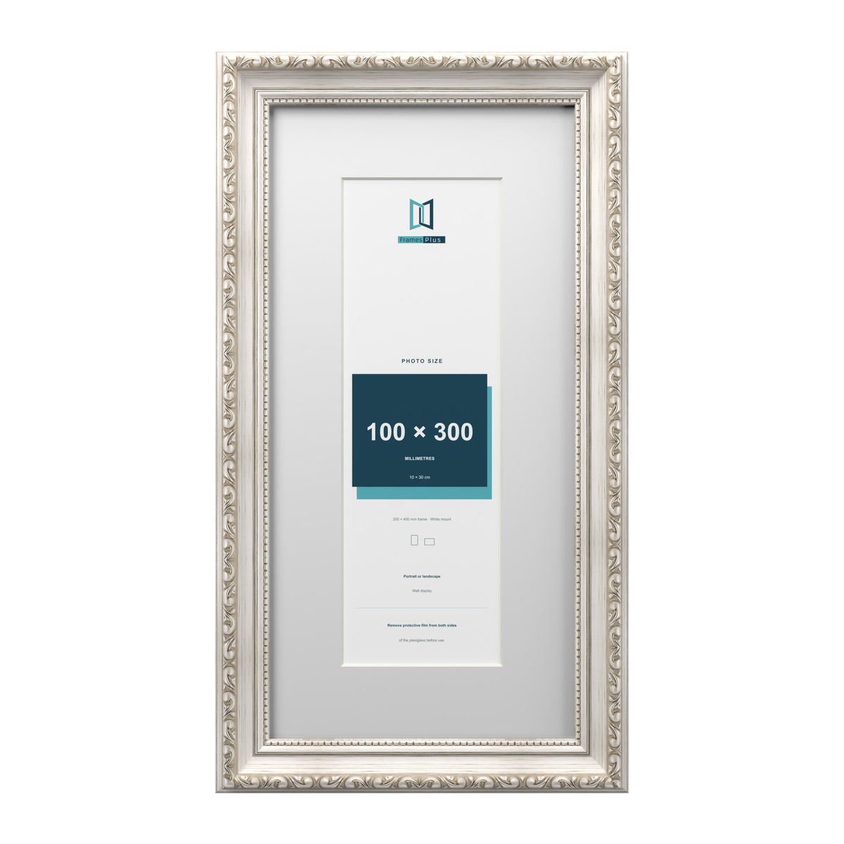 Louis Range Silver Picture, Photo & Poster Frame with White Mount - 40x20cm Frame for 30x10cm Photo, Silver