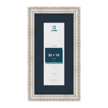 Louis Range Silver Picture, Photo & Poster Frame with Pacific Blue Mount - 40x20cm Frame for 30x10cm Photo, Silver