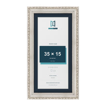 Louis Range Silver Picture, Photo & Poster Frame with Pacific Blue Mount - 40x20cm Frame for 35x15cm Photo, Silver