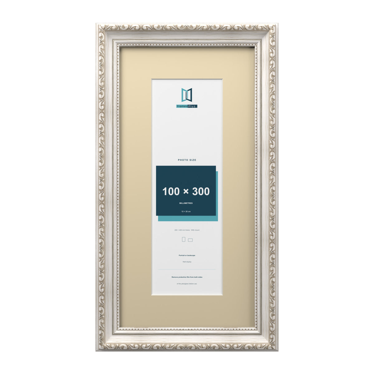 Louis Range Silver Picture, Photo & Poster Frame with Ivory Mount - 40x20cm Frame for 30x10cm Photo, Silver