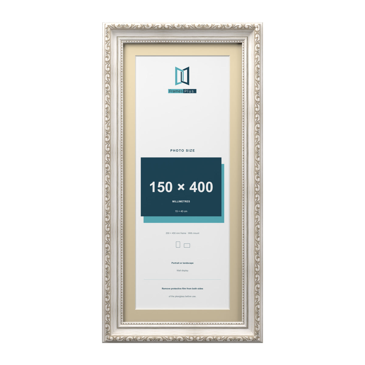 Louis Range Silver Picture, Photo & Poster Frame with Ivory Mount - 45x20cm Frame for 40x15cm Photo, Silver