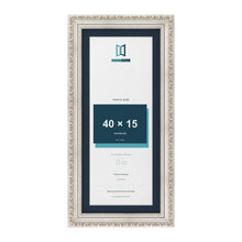 Louis Range Silver Picture, Photo & Poster Frame with Pacific Blue Mount - 45x20cm Frame for 40x15cm Photo, Silver