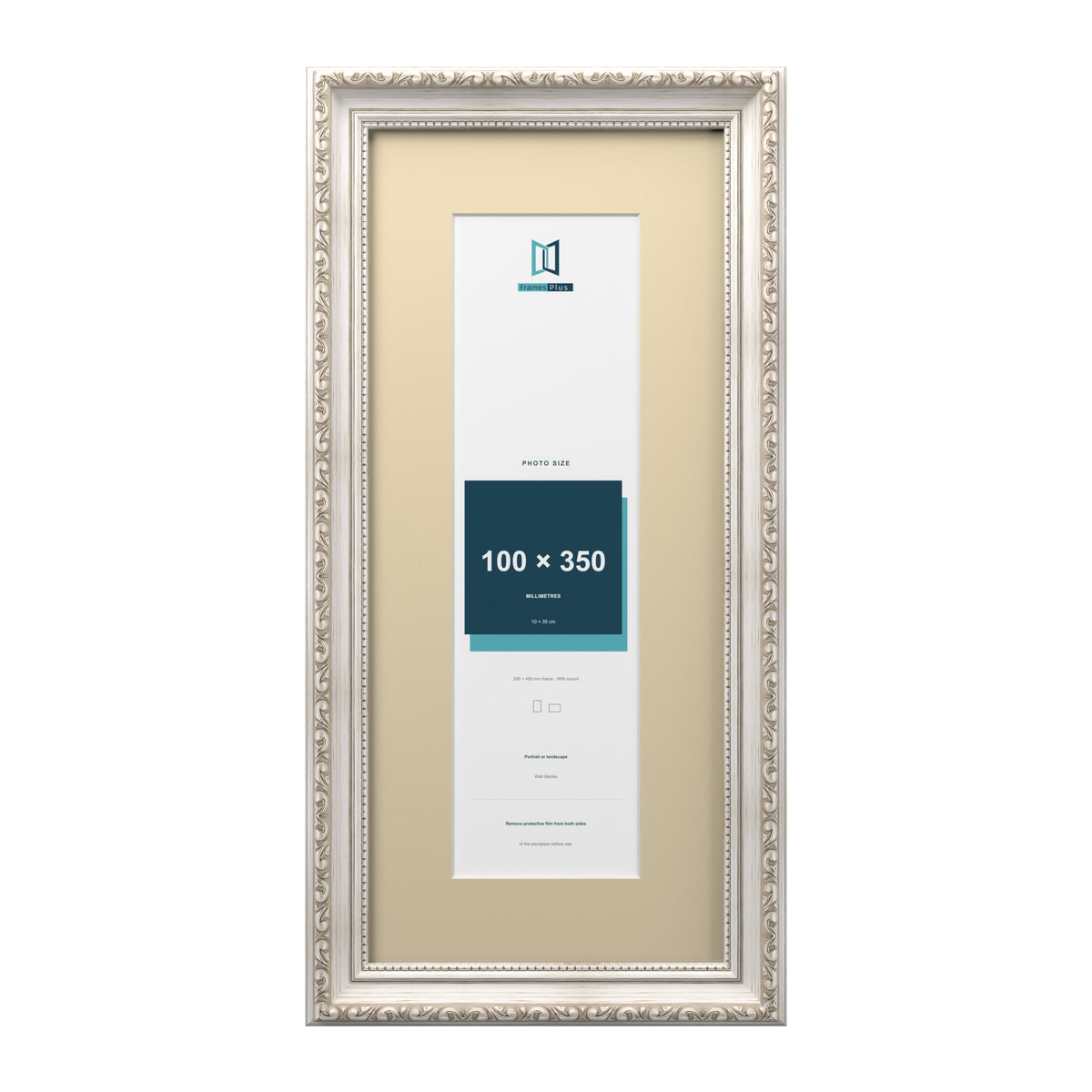 Louis Range Silver Picture, Photo & Poster Frame with Ivory Mount - 45x20cm Frame for 35x10cm Photo, Silver