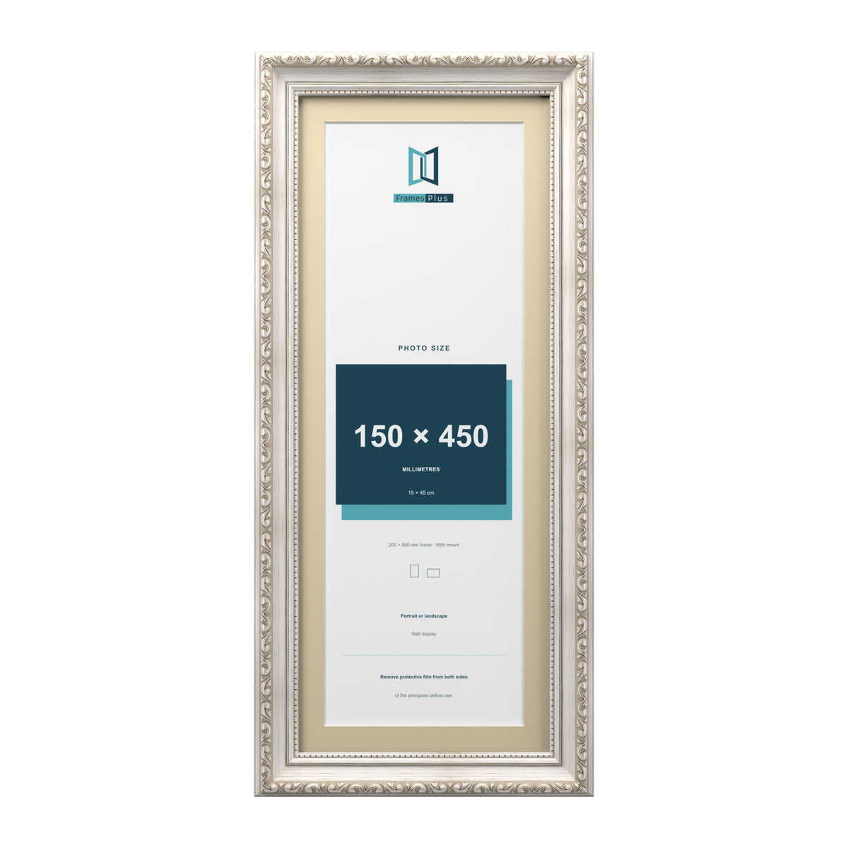 Louis Range Silver Picture, Photo & Poster Frame with Ivory Mount - 50x20cm Frame for 45x15cm Photo, Silver