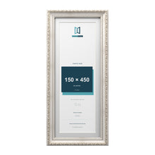 Louis Range Silver Picture, Photo & Poster Frame with White Mount - 50x20cm Frame for 45x15cm Photo, Silver