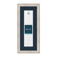 Louis Range Silver Picture, Photo & Poster Frame with Pacific Blue Mount - 50x20cm Frame for 40x10cm Photo, Silver