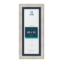 Louis Range Silver Picture, Photo & Poster Frame with Pacific Blue Mount - 50x20cm Frame for 45x15cm Photo, Silver