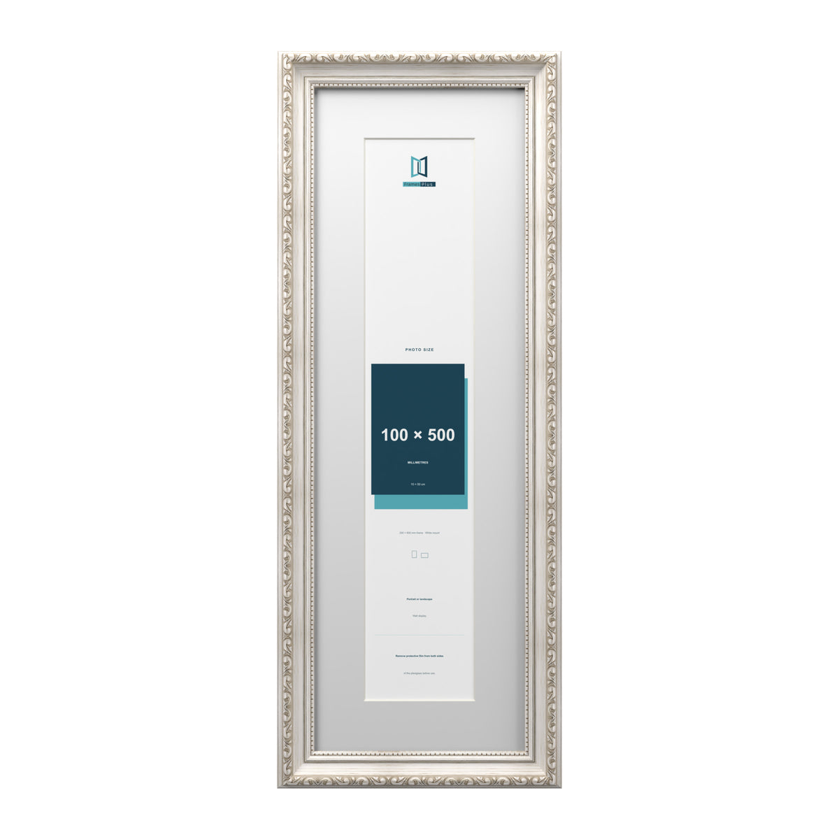 Louis Range Silver Picture, Photo & Poster Frame with White Mount - 60x20cm Frame for 50x10cm Photo, Silver