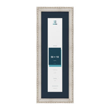 Louis Range Silver Picture, Photo & Poster Frame with Pacific Blue Mount - 60x20cm Frame for 50x10cm Photo, Silver