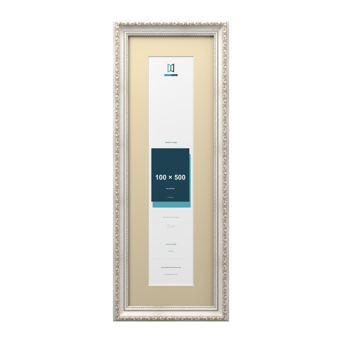 Louis Range Silver Picture, Photo & Poster Frame with Ivory Mount - 60x20cm Frame for 50x10cm Photo, Silver