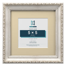 Louis Range Silver Picture, Photo & Poster Frame with Ivory Mount - 8x8" Frame for 5x5" Photo, Silver
