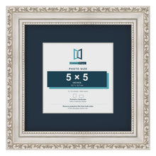 Louis Range Silver Picture, Photo & Poster Frame with Pacific Blue Mount - 8x8" Frame for 5x5" Photo, Silver