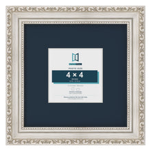Louis Range Silver Picture, Photo & Poster Frame with Pacific Blue Mount - 8x8" Frame for 4x4" Photo, Silver