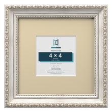 Louis Range Silver Picture, Photo & Poster Frame with Ivory Mount - 8x8" Frame for 4x4" Photo, Silver