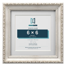 Louis Range Silver Picture, Photo & Poster Frame with White Mount - 8x8" Frame for 6x6" Photo, Silver