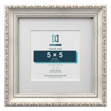 Louis Range Silver Picture, Photo & Poster Frame with White Mount - 8x8" Frame for 5x5" Photo, Silver