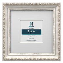 Louis Range Silver Picture, Photo & Poster Frame with White Mount - 8x8" Frame for 4x4" Photo, Silver