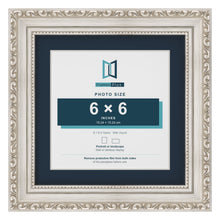 Louis Range Silver Picture, Photo & Poster Frame with Pacific Blue Mount - 8x8" Frame for 6x6" Photo, Silver