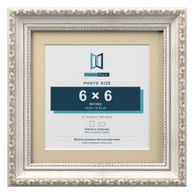 Louis Range Silver Picture, Photo & Poster Frame with Ivory Mount - 8x8" Frame for 6x6" Photo, Silver