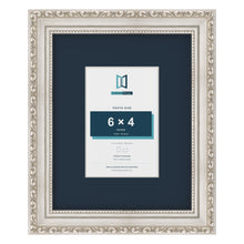 Louis Range Silver Picture, Photo & Poster Frame with Pacific Blue Mount - 10x8" Frame for 6x4" Photo, Silver