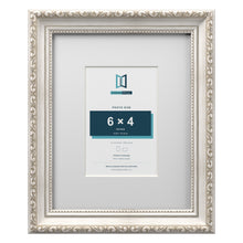 Louis Range Silver Picture, Photo & Poster Frame with White Mount - 10x8" Frame for 6x4" Photo, Silver